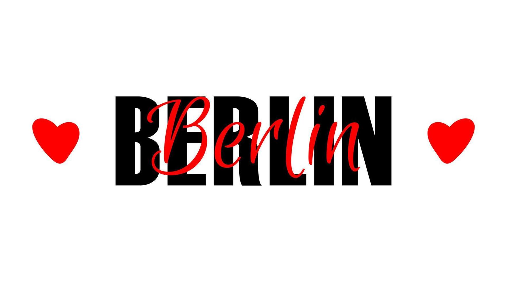 Berlin city name typographic print. Travel lettering card isolated on white background. Beautiful t-shirt print template with text. vector