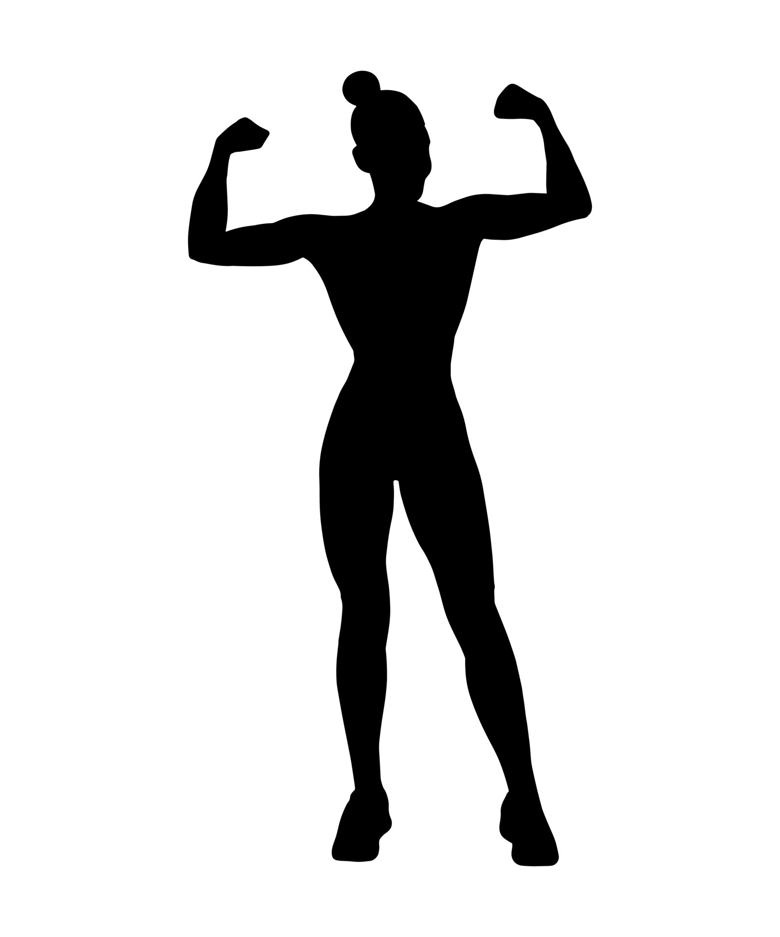 Vector simple silhouette shadow shape, flat black icon isolated on white  backround. Logo design element. Sportive woman body with big muscles.  14976192 Vector Art at Vecteezy