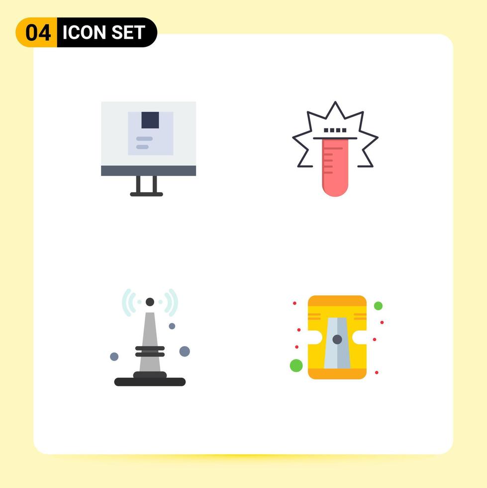 Pack of 4 creative Flat Icons of computer internet online test router Editable Vector Design Elements