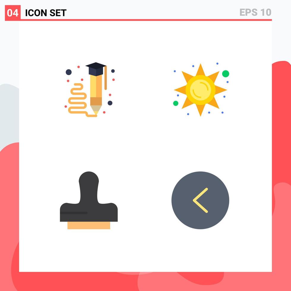 4 Universal Flat Icon Signs Symbols of art clone pencil light stamp Editable Vector Design Elements