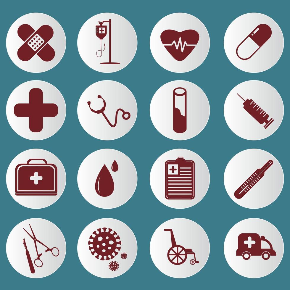 Medical icons set. Sign and Symbols in Flat Linear Design Medicine and Health Care with Elements for Mobile Concepts and Web Apps. Collection Modern Infographic Logo and Pictogram. Vector illustration