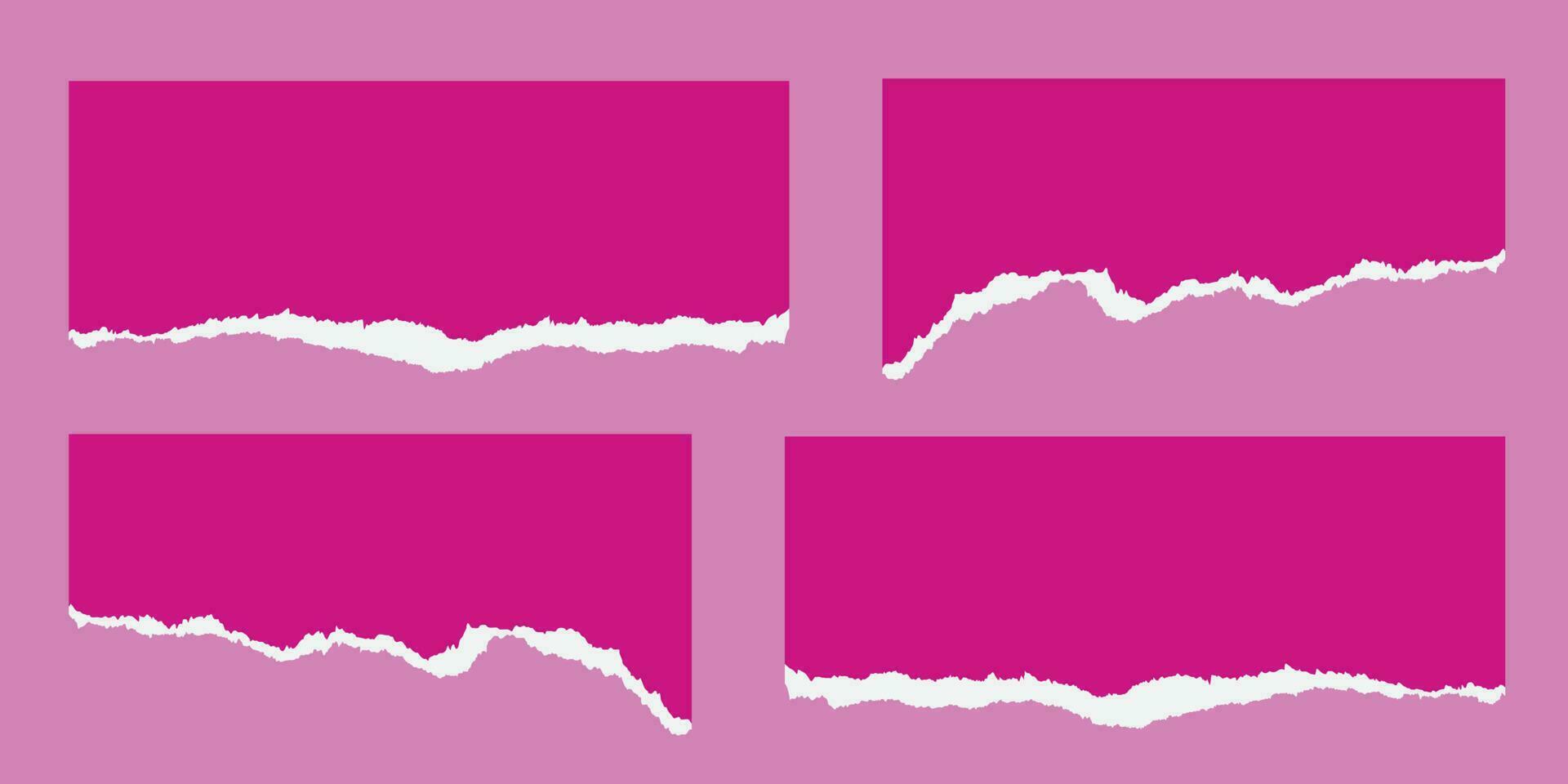 paquete de ilustraciones de papel rasgado de color rosa vector