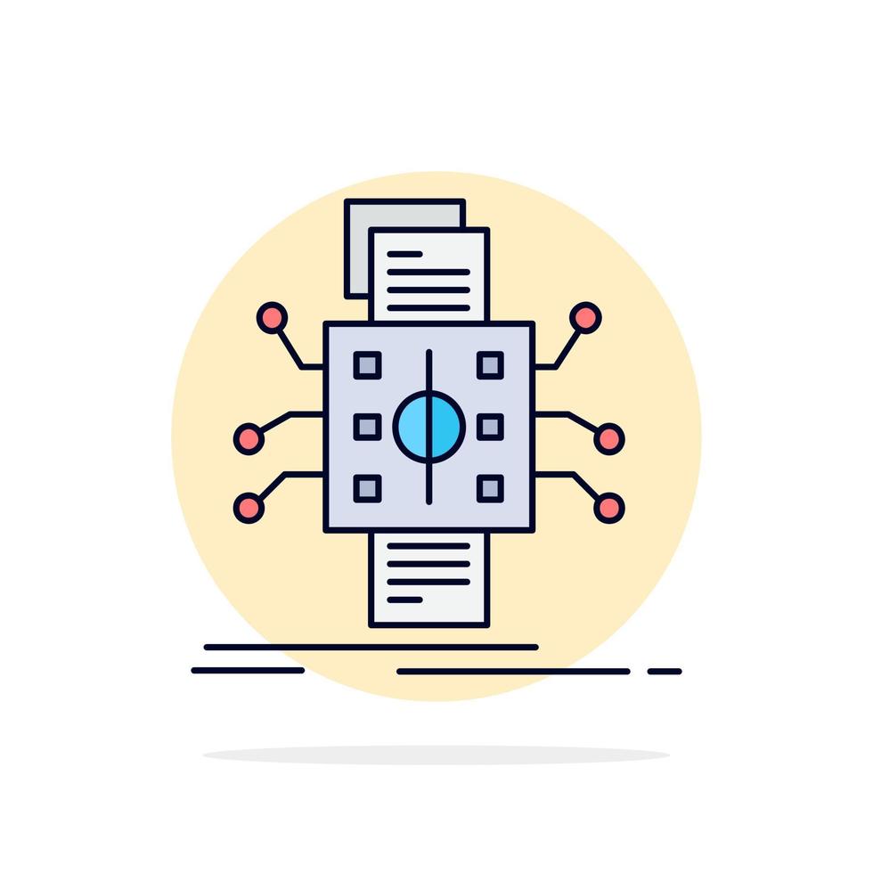 Analysis data datum processing reporting Flat Color Icon Vector