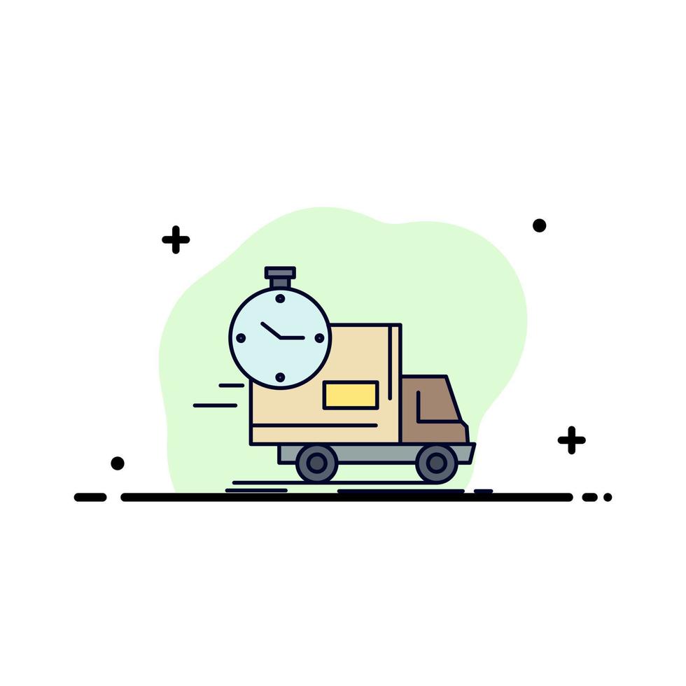 delivery time shipping transport truck Flat Color Icon Vector