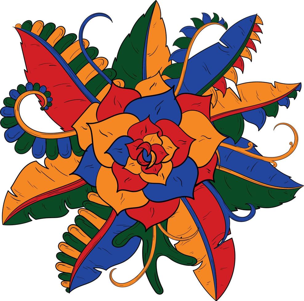 ilustración colorida abstracta de la planta de pétalos de flores para el fondo, la decoración, el ornamento vector