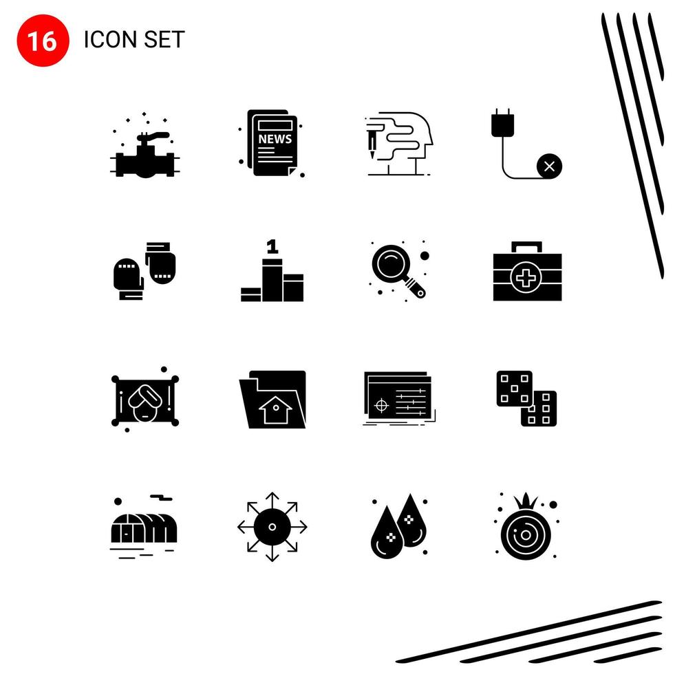 Stock Vector Icon Pack of 16 Line Signs and Symbols for gloves boxing printing hardware devices Editable Vector Design Elements