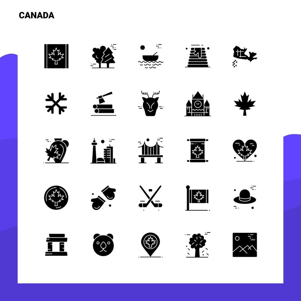 25 conjunto de iconos de canadá plantilla de ilustración de vector de icono de glifo sólido para ideas web y móviles para empresa comercial