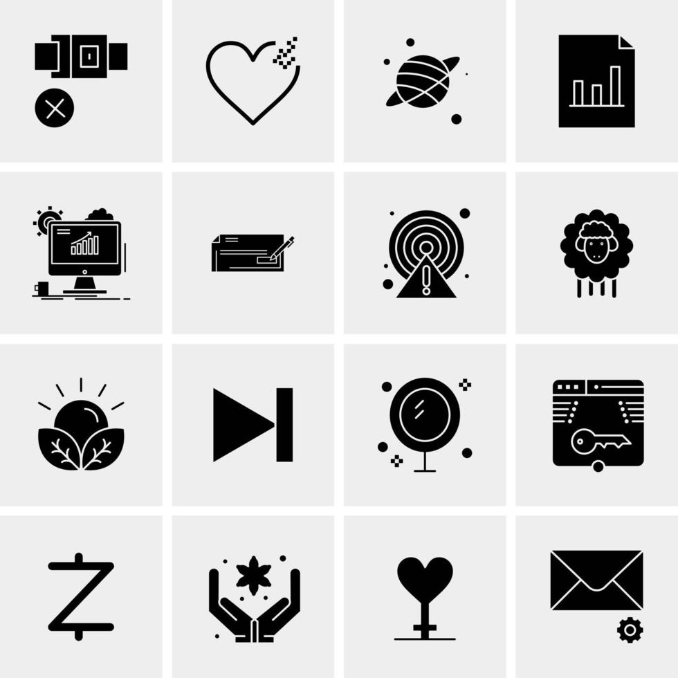 16 iconos universales de negocios vector ilustración de icono creativo para usar en proyectos relacionados con la web y dispositivos móviles