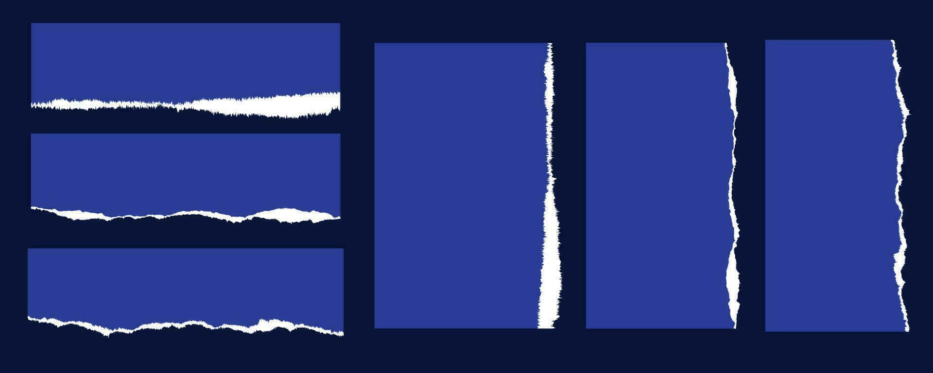 Deep blue color torn Paper background vector art set 14976717 Vector