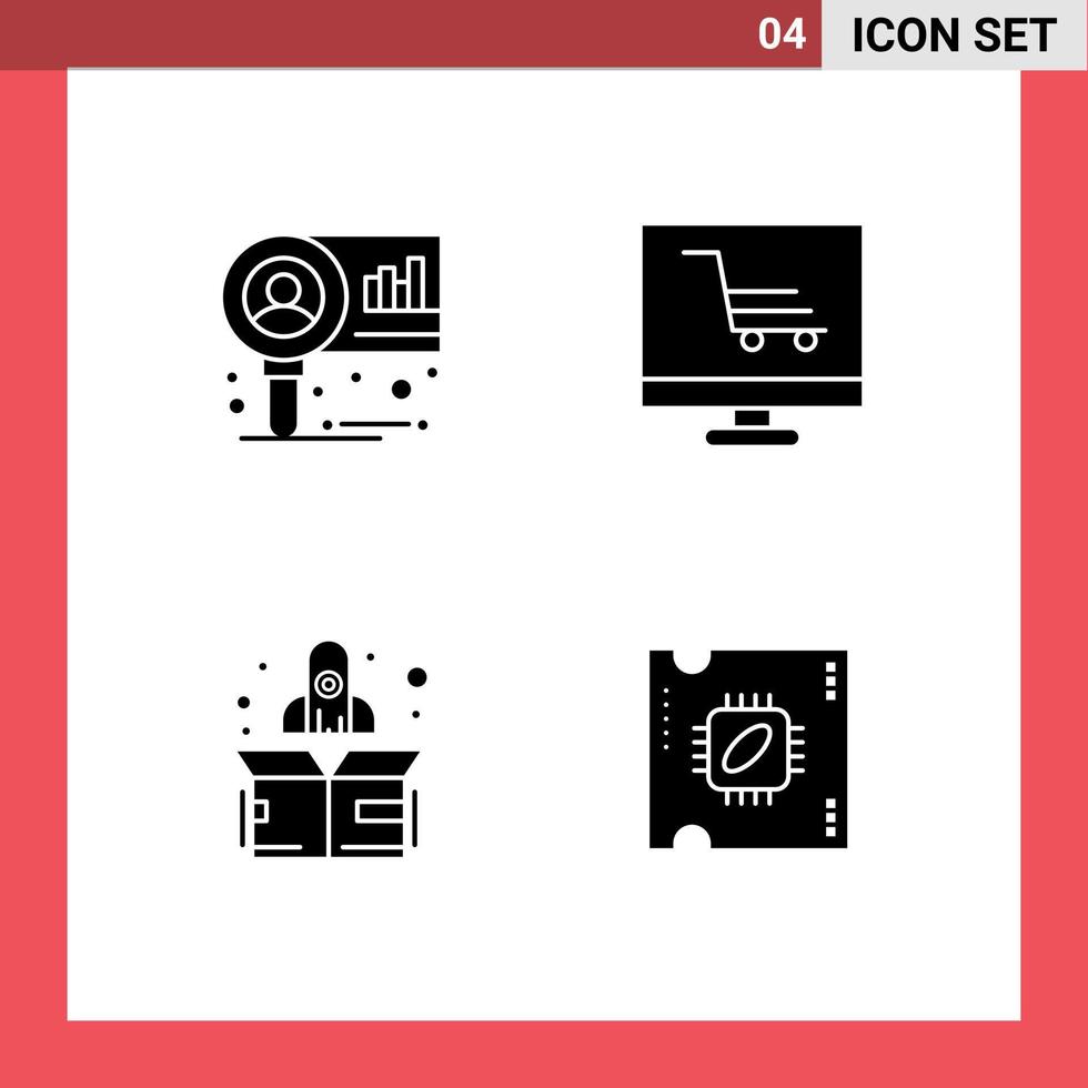 Solid Glyph concept for Websites Mobile and Apps chart start research project cpu Editable Vector Design Elements