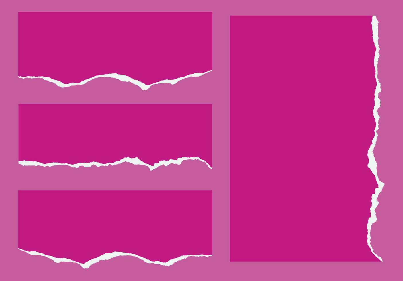 Pink torn paper effect set vector