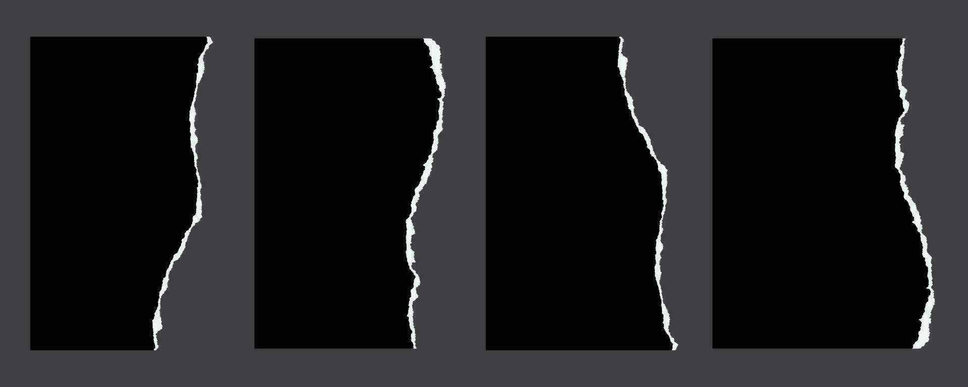 Free black color torn paper set vector