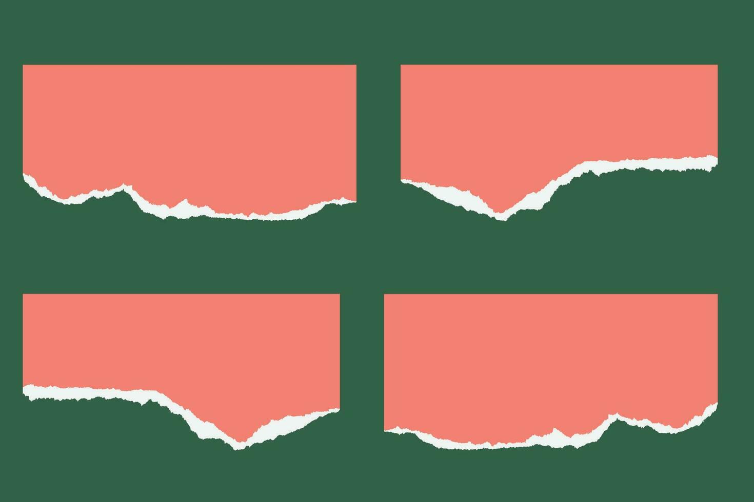 Editable light coral color torn paper design bundle vector