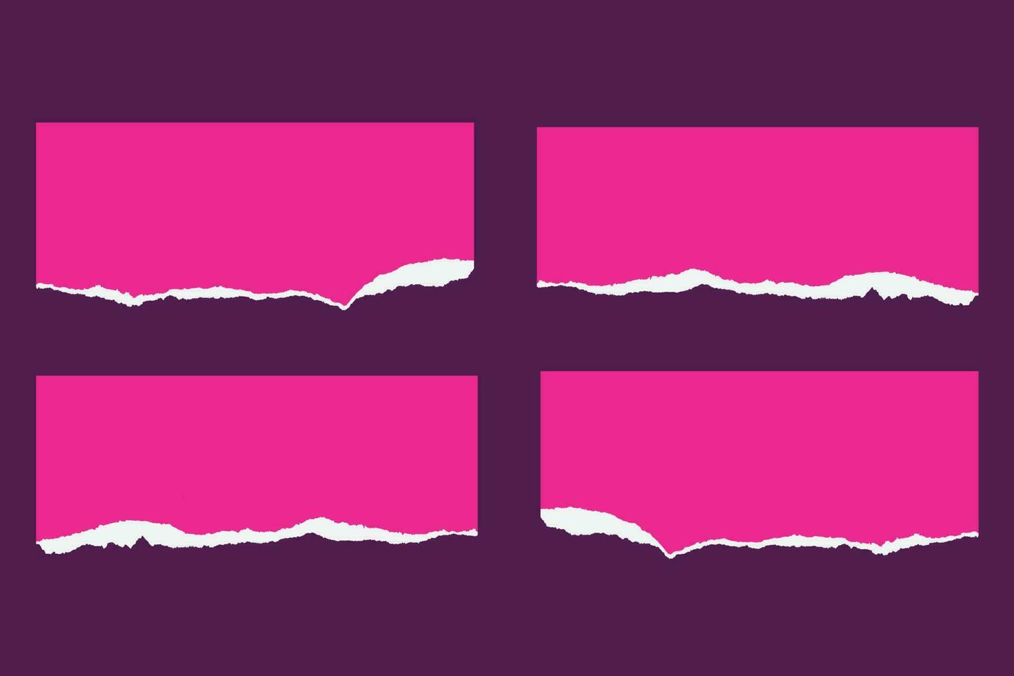 Editable pink color torn paper design bundle vector