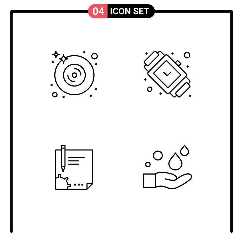 Set of 4 Modern UI Icons Symbols Signs for disk contract music dvd fashion file Editable Vector Design Elements