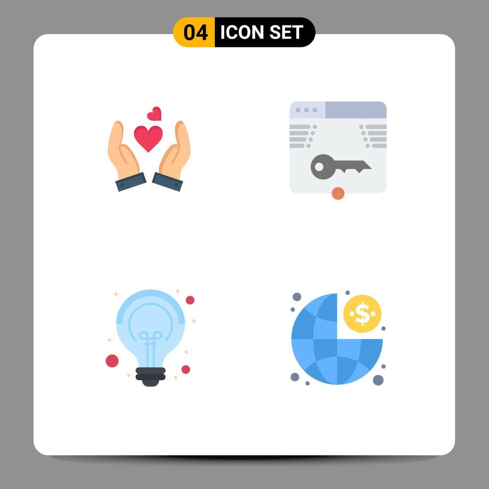 4 Universal Flat Icon Signs Symbols of hand campaigns wedding web idea Editable Vector Design Elements