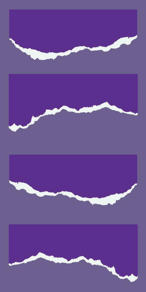 Purple color torn paper vector background set