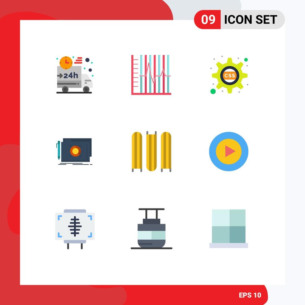 9 User Interface Flat Color Pack of modern Signs and Symbols of file lock patient folder css Editable Vector Design Elements