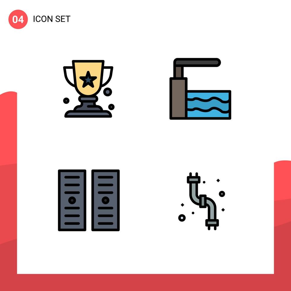 4 Filledline Flat Color concept for Websites Mobile and Apps award mechanical pool data center plumber Editable Vector Design Elements
