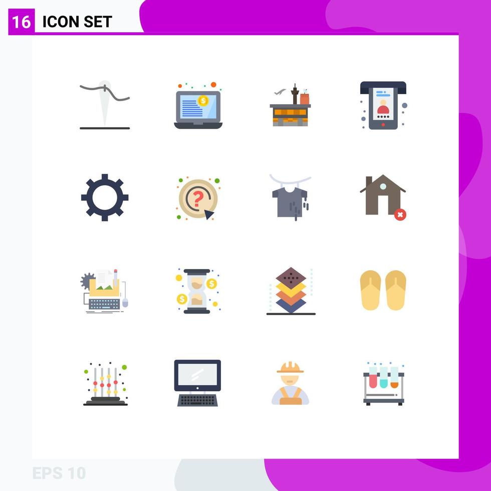 Mobile Interface Flat Color Set of 16 Pictograms of management support shipping phone best Editable Pack of Creative Vector Design Elements