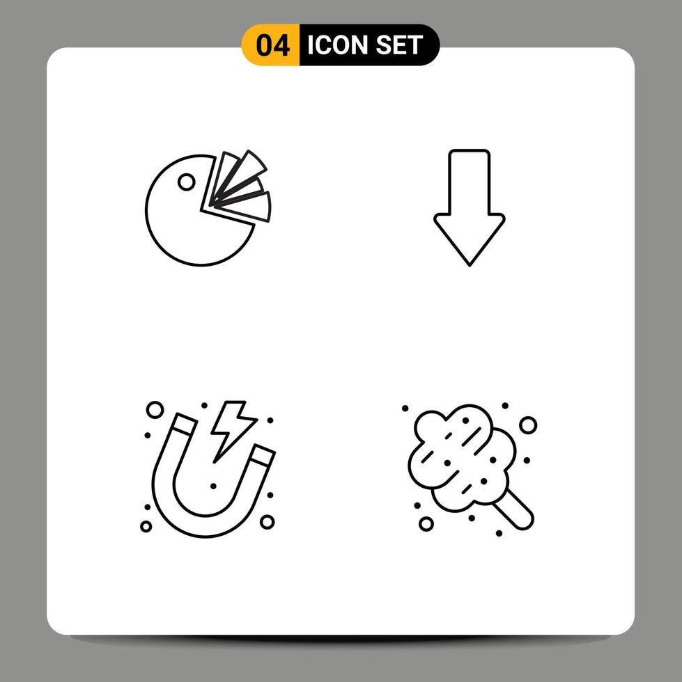 User Interface Pack of 4 Basic Filledline Flat Colors of pie energy diagram down magnet Editable Vector Design Elements
