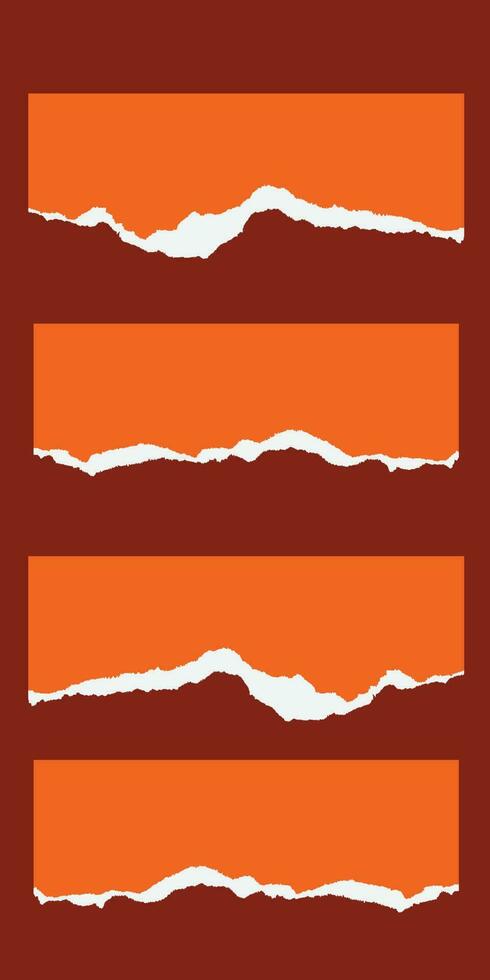 Orange color torn paper design elements set vector