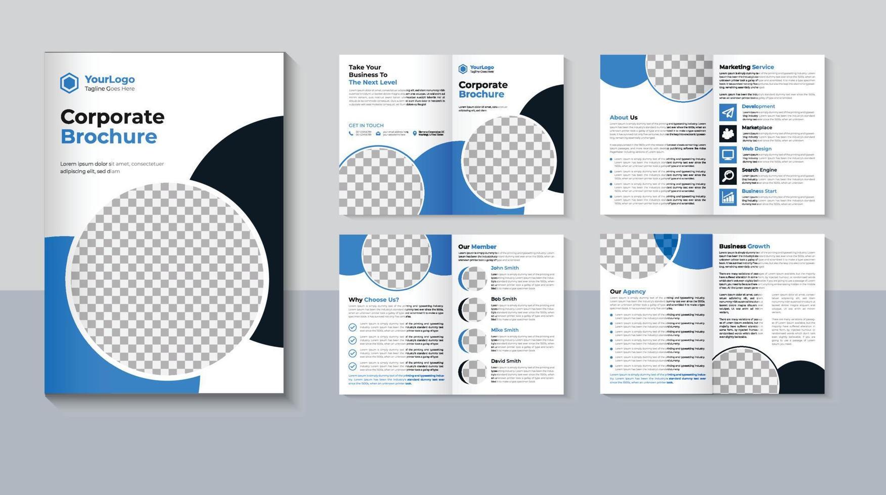 Creative 8 page brochure design, Business brochure template, Corporate brochure design, Pro Vector