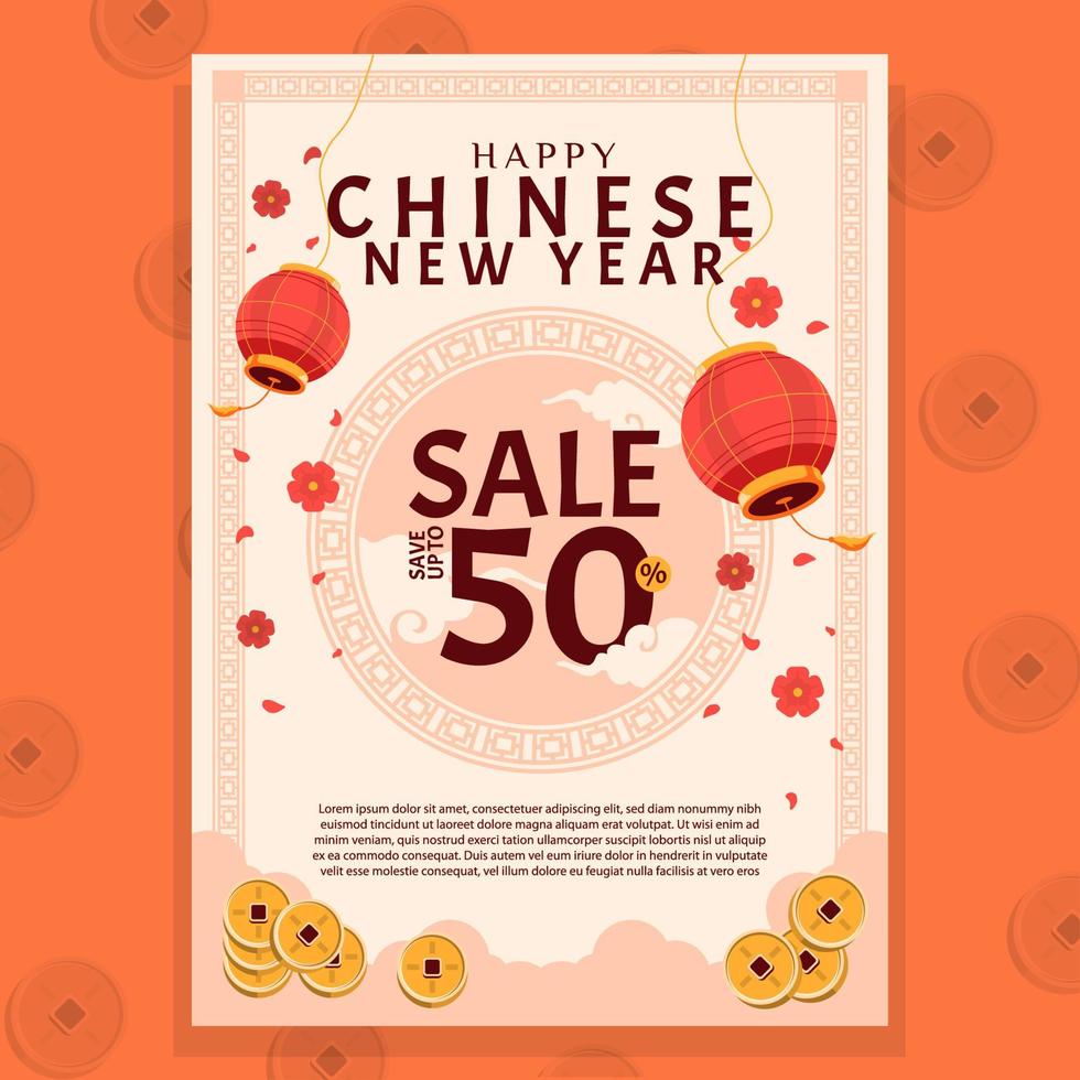 Chinese New Year Sale Poster Template vector