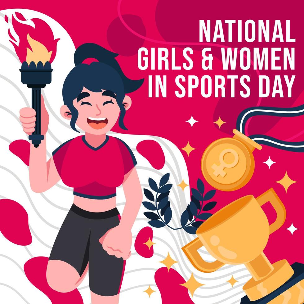 corredor de la antorcha en el día nacional del deporte de mujeres y niñas vector