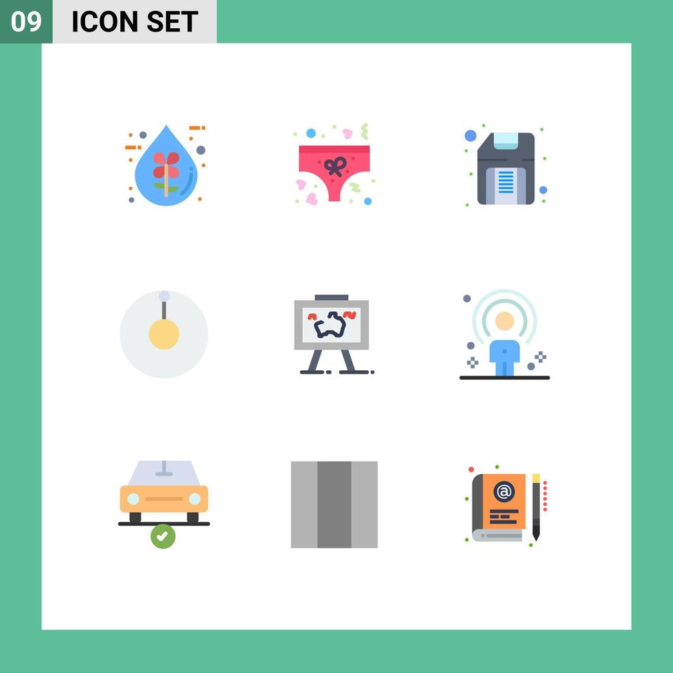 Set of 9 Modern UI Icons Symbols Signs for hang presentation underwear zenith hardware Editable Vector Design Elements