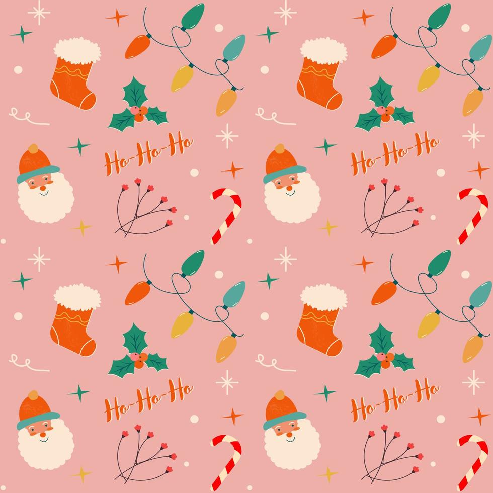 Jolly Santa Ho Ho Ho Christmas seamless pattern vector