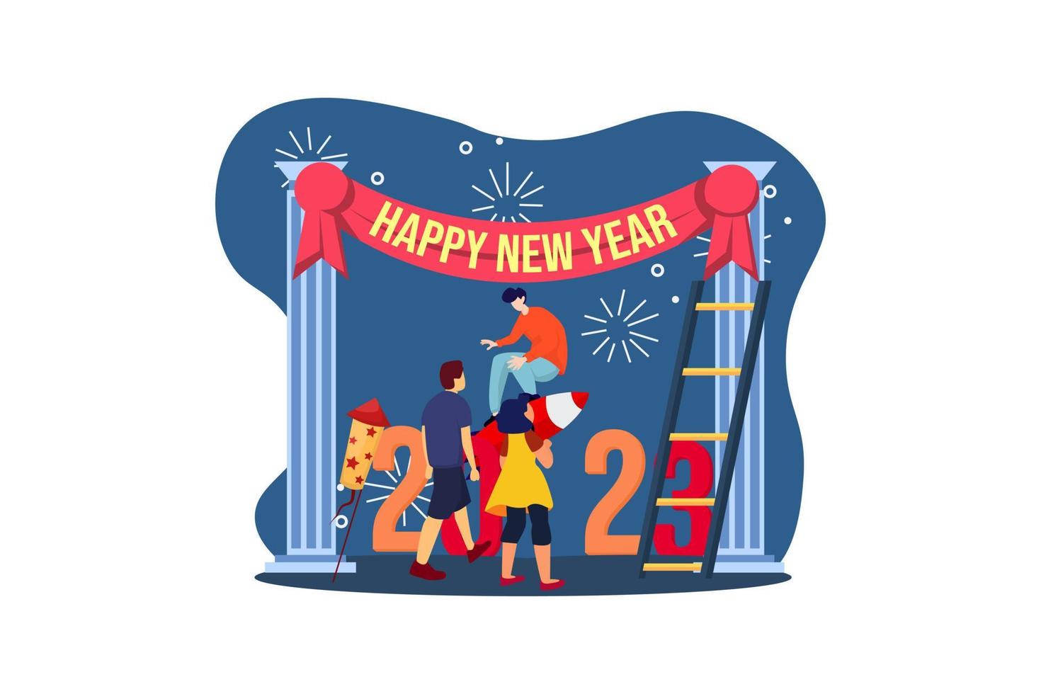 Party Outdoor New Year Flat Design vector