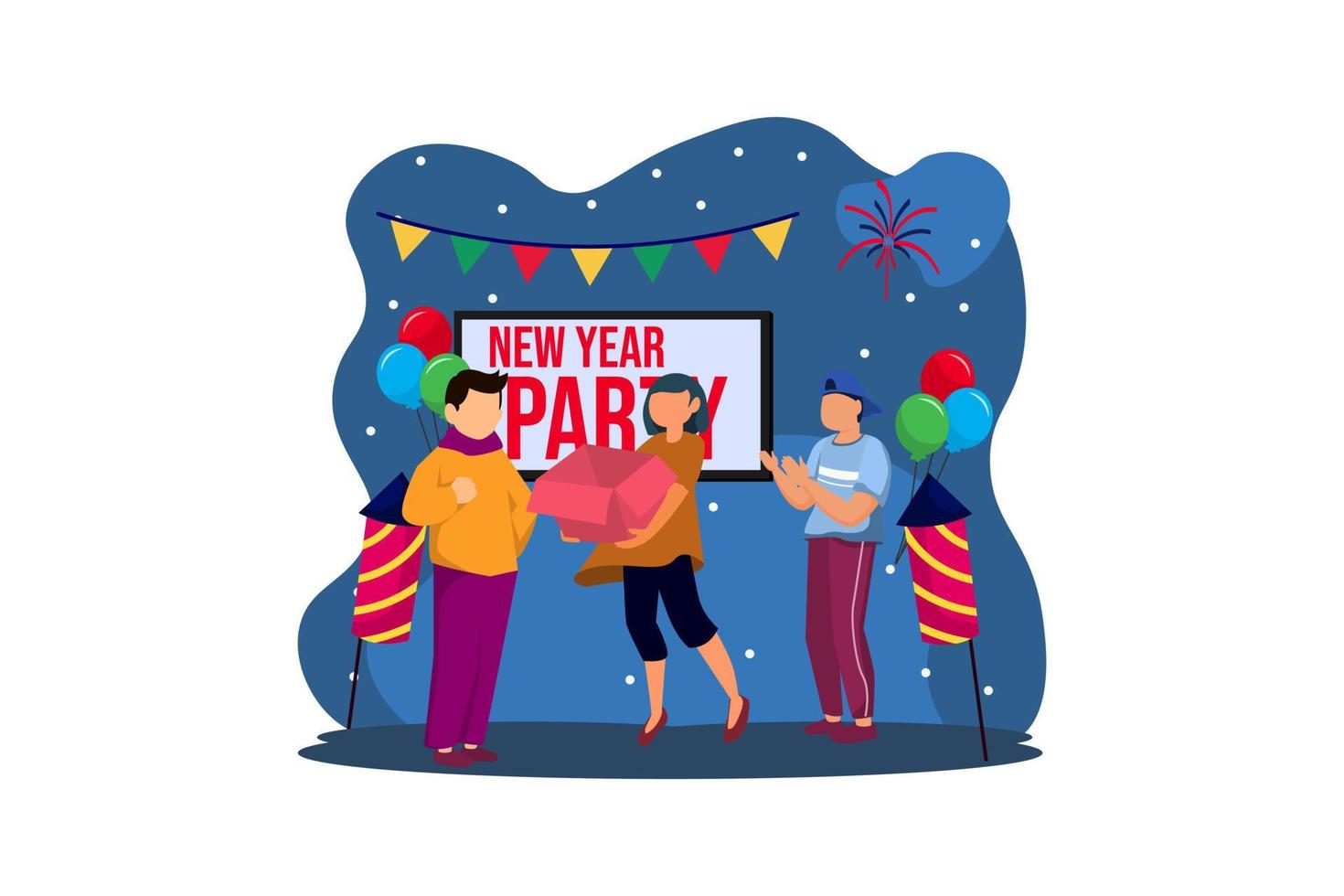 Party Outdoor New Year Flat Design vector