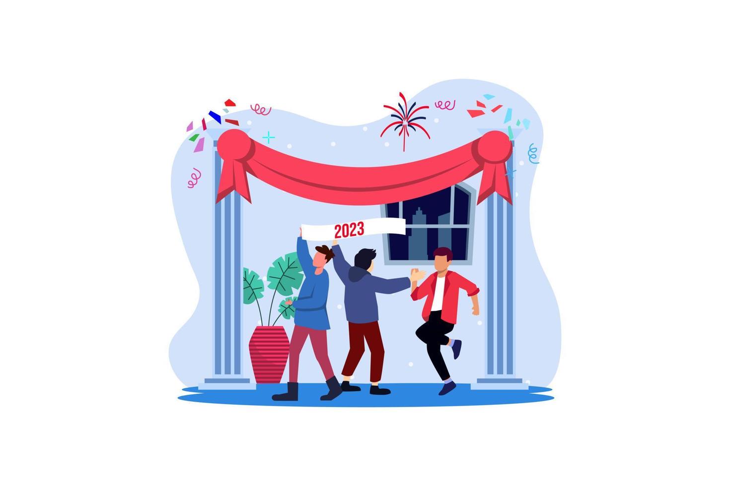 New Year Moment with Friends Flat Design vector
