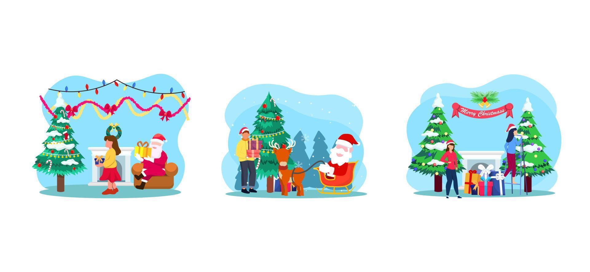 Christmas Fun Flat Bundle Design vector