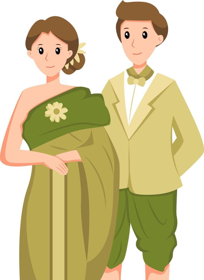 ilustración de diseño de personajes de boda de tailandia vector