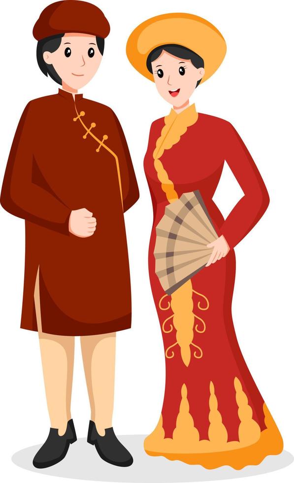 Vietnam Traditional Wedding Character Design Illustration vector