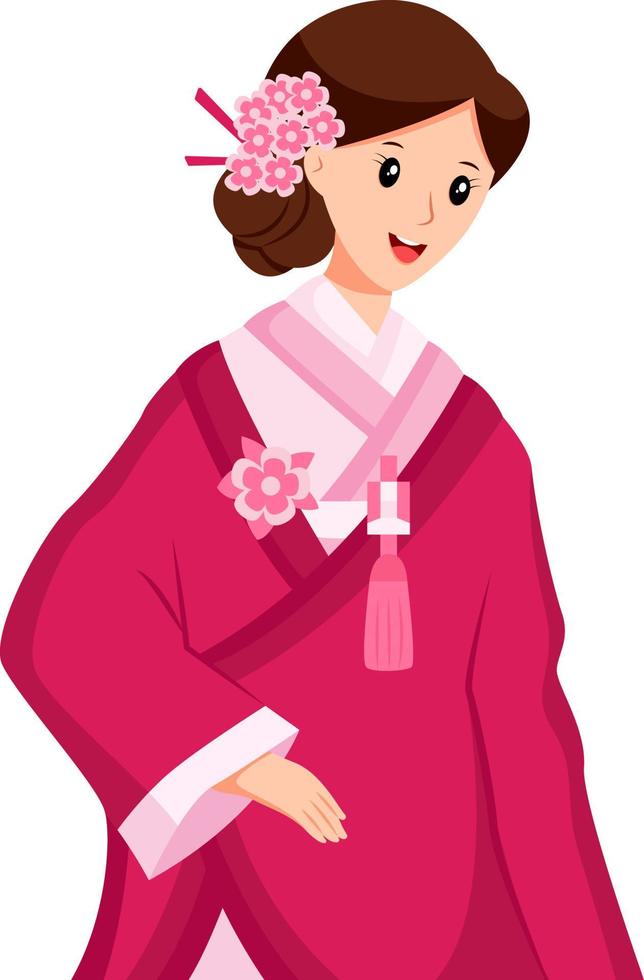 ilustración de diseño de personajes de novia de japón vector