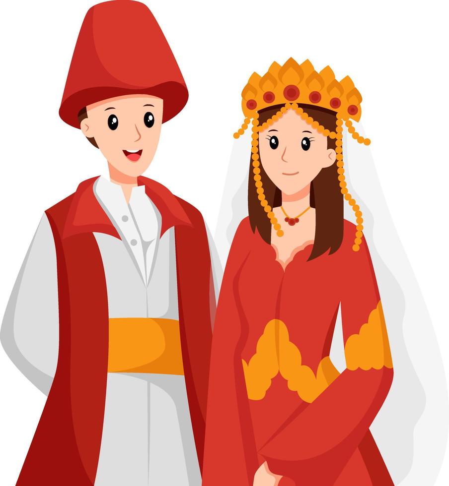 ilustración de diseño de personajes de boda tradicional de pavo vector