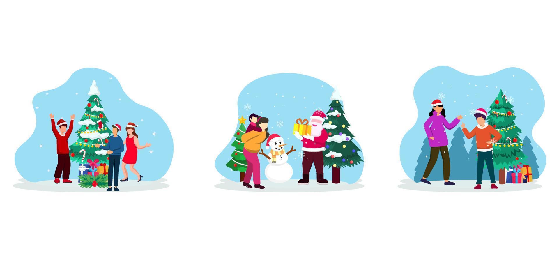 diseño de paquete plano de feliz navidad vector