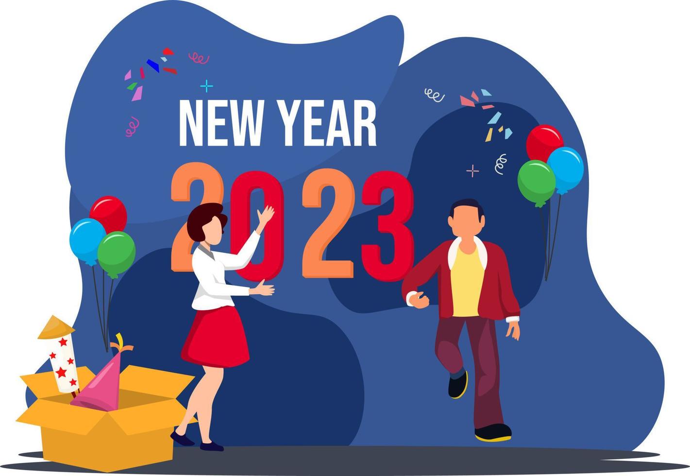 Party End of Year Flat Design vector