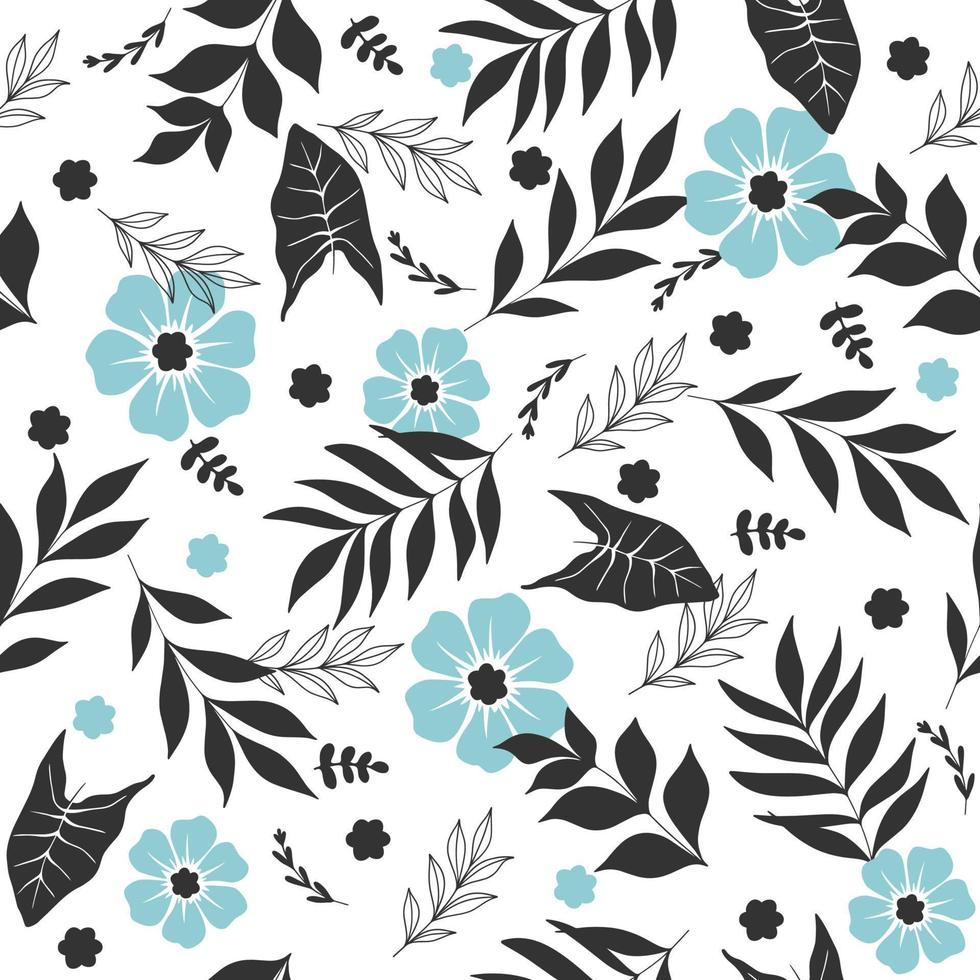 Simple floral pattern. Elegant seamless botanical pattern of spring flowers and leaves. Natural ornament for textiles, fabric, wallpaper, surface design. vector