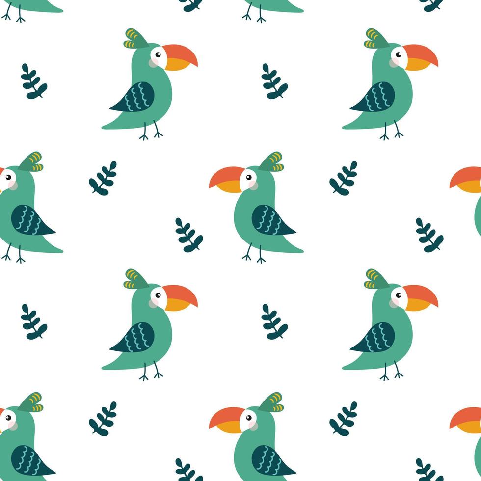 pájaros divertidos de patrones sin fisuras. diseño infantil para tela, envoltura, textil, papel pintado, ropa. vector