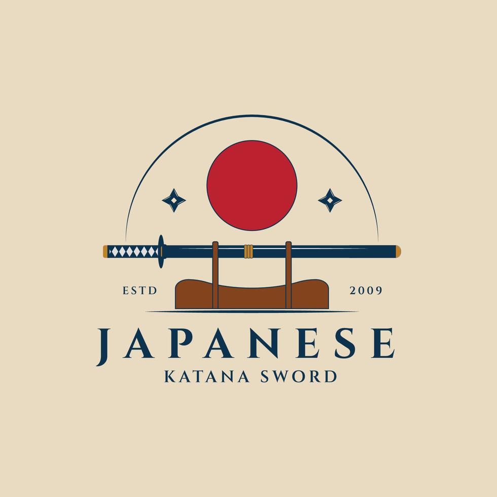katana espada logo vintage vector ilustración diseño.