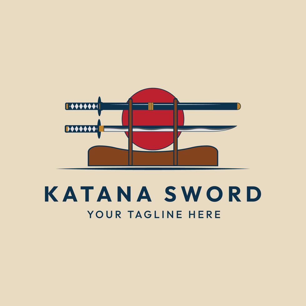 katana sword logo vintage vector illustration design