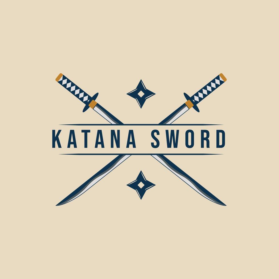 katana espada minimalista vintage logo vector ilustración diseño.