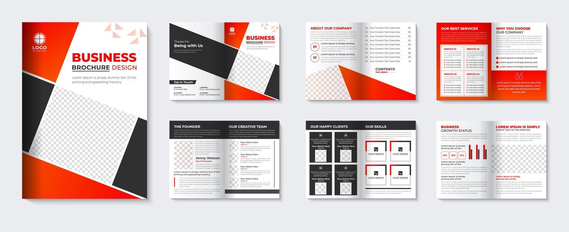 Corporate brochure template and minimalist booklet company profile red cover page leaflet design for business agency pro download vector