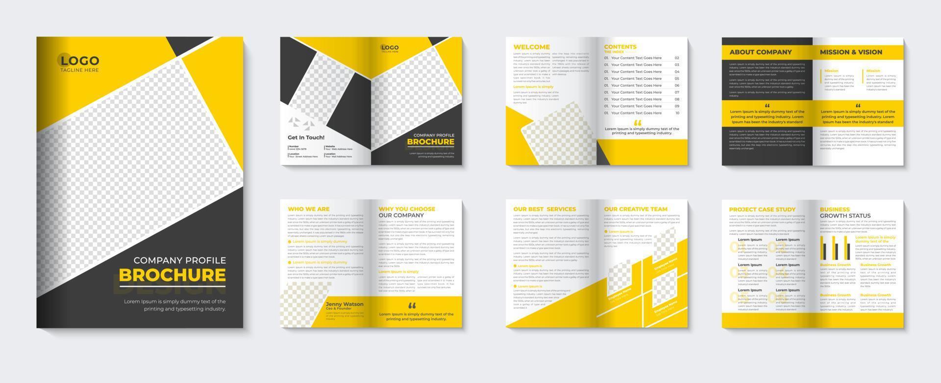 plantilla de folleto corporativo y folleto minimalista folleto de portada de perfil de empresa diseño amarillo para agencia comercial vector