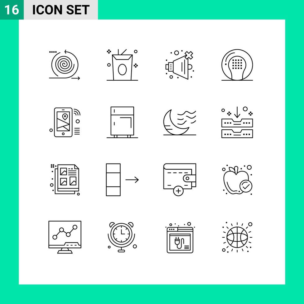 16 Thematic Vector Outlines and Editable Symbols of internet game meal ball activities Editable Vector Design Elements