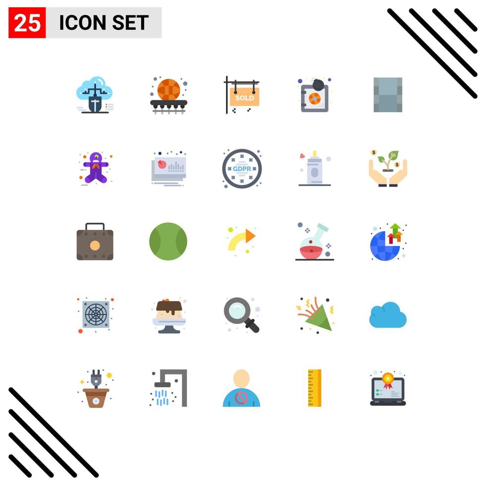 Group of 25 Modern Flat Colors Set for security warning skull game bomb sold Editable Vector Design Elements